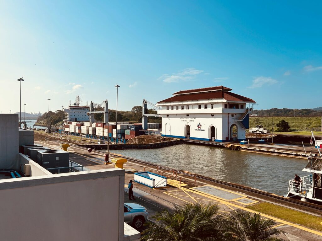 Scenic view of the Miraflores Locks visitor center at Panama Canal in Panama